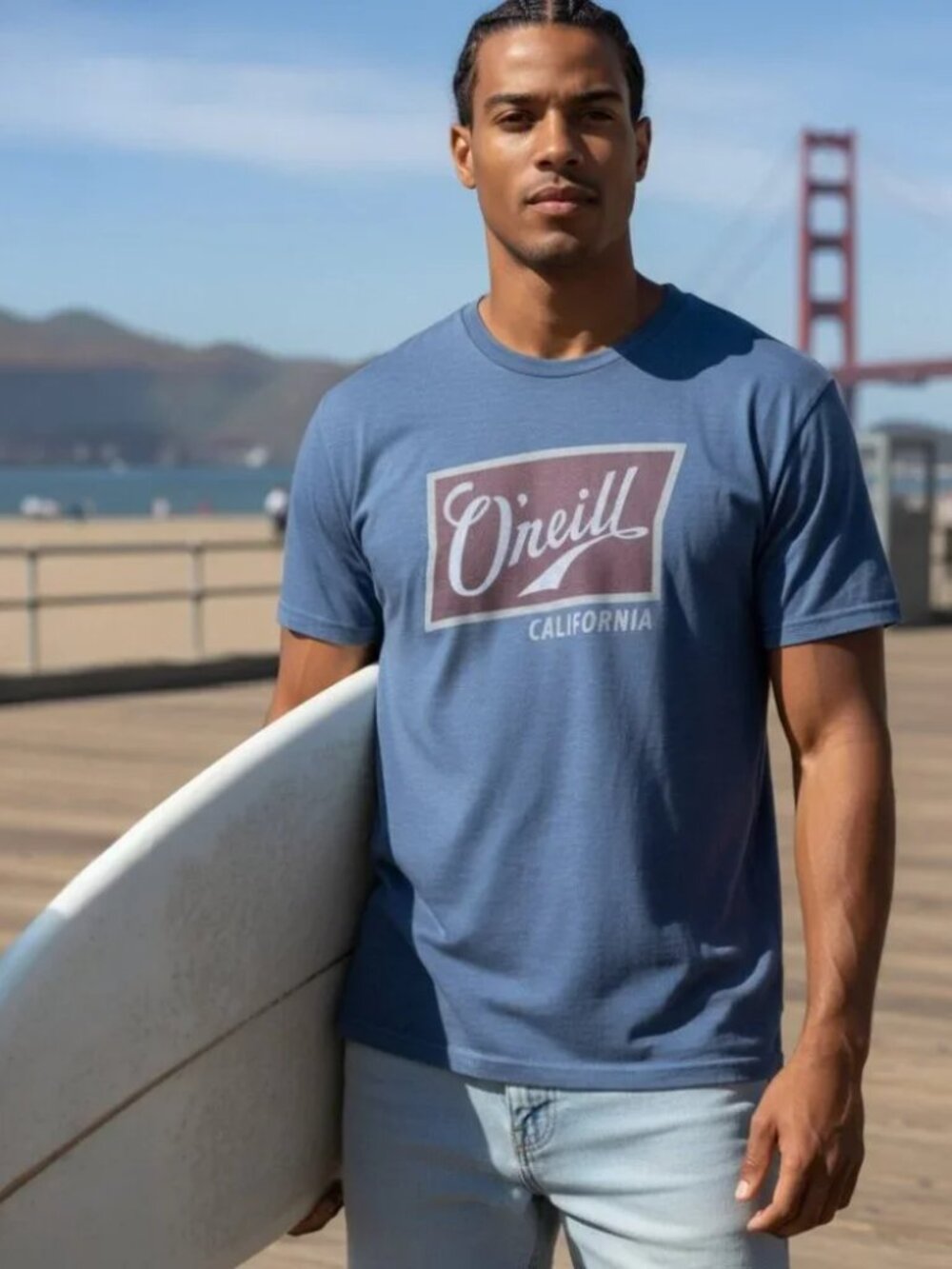O'NEILL Short Sleeve Graphic Tee L Blue Gray Surf Skater Big Logo Cali Lived In